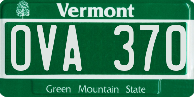VT license plate OVA370
