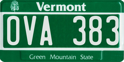 VT license plate OVA383