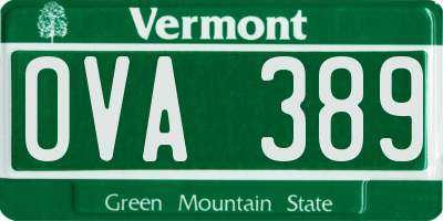 VT license plate OVA389