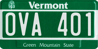 VT license plate OVA401