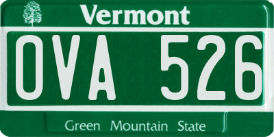VT license plate OVA526
