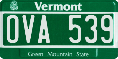 VT license plate OVA539
