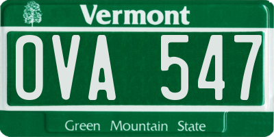 VT license plate OVA547