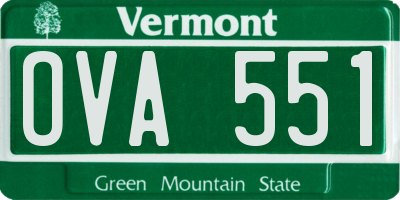 VT license plate OVA551