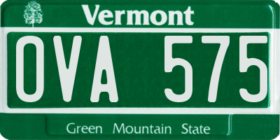 VT license plate OVA575