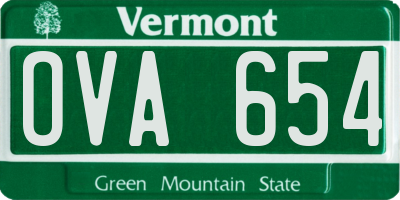 VT license plate OVA654
