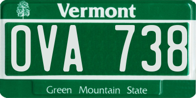 VT license plate OVA738
