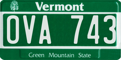 VT license plate OVA743