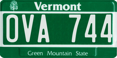 VT license plate OVA744