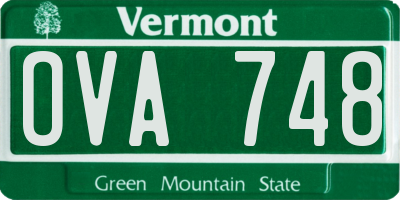 VT license plate OVA748
