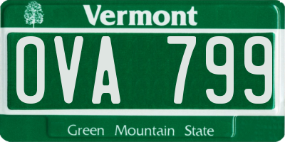 VT license plate OVA799