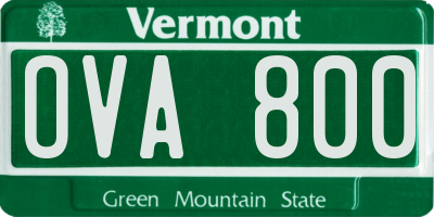 VT license plate OVA800