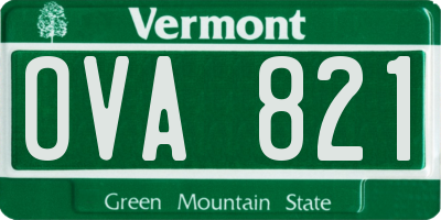 VT license plate OVA821