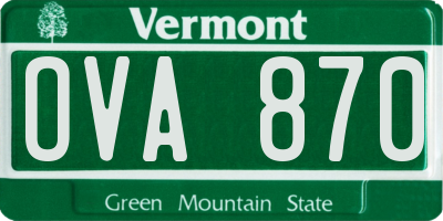 VT license plate OVA870