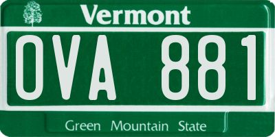 VT license plate OVA881