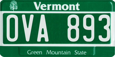VT license plate OVA893