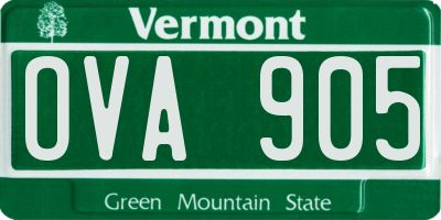 VT license plate OVA905