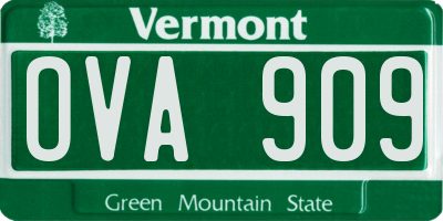 VT license plate OVA909