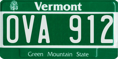 VT license plate OVA912
