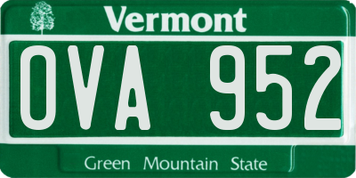 VT license plate OVA952