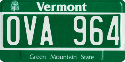 VT license plate OVA964