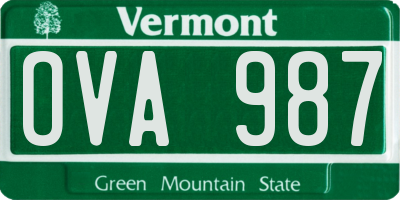 VT license plate OVA987