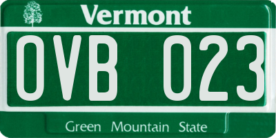 VT license plate OVB023