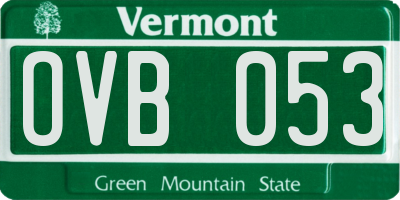 VT license plate OVB053