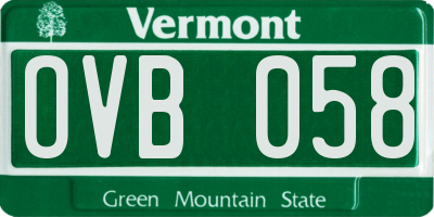 VT license plate OVB058