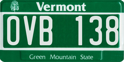 VT license plate OVB138