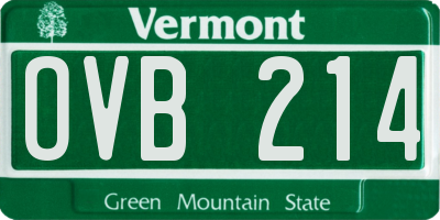 VT license plate OVB214