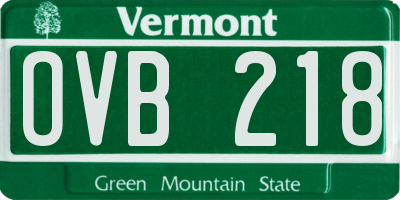 VT license plate OVB218
