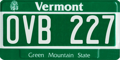 VT license plate OVB227