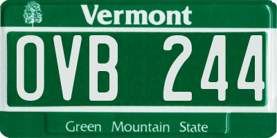 VT license plate OVB244