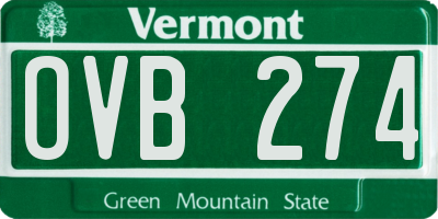 VT license plate OVB274