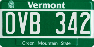 VT license plate OVB342