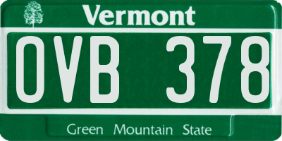 VT license plate OVB378