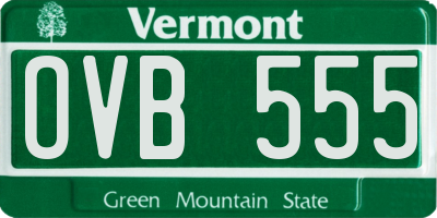 VT license plate OVB555