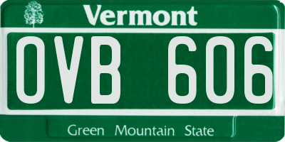 VT license plate OVB606