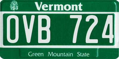 VT license plate OVB724