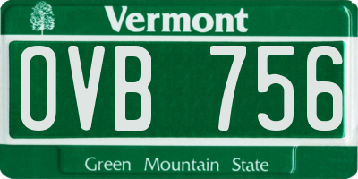 VT license plate OVB756