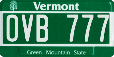 VT license plate OVB777