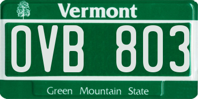VT license plate OVB803