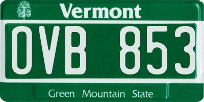 VT license plate OVB853