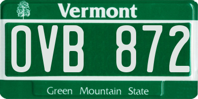 VT license plate OVB872