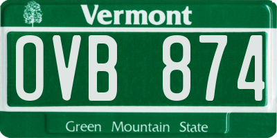 VT license plate OVB874