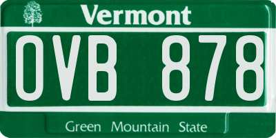 VT license plate OVB878