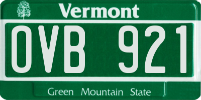 VT license plate OVB921
