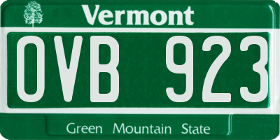VT license plate OVB923