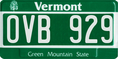 VT license plate OVB929